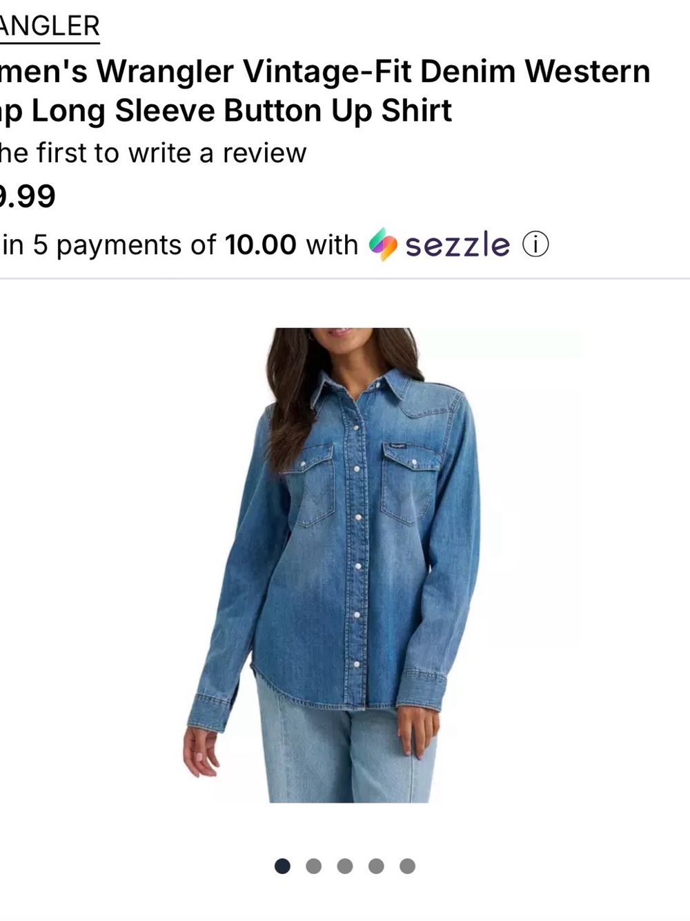 Wrangler Women's Denim Button-Front Western Shirt in Light Blue